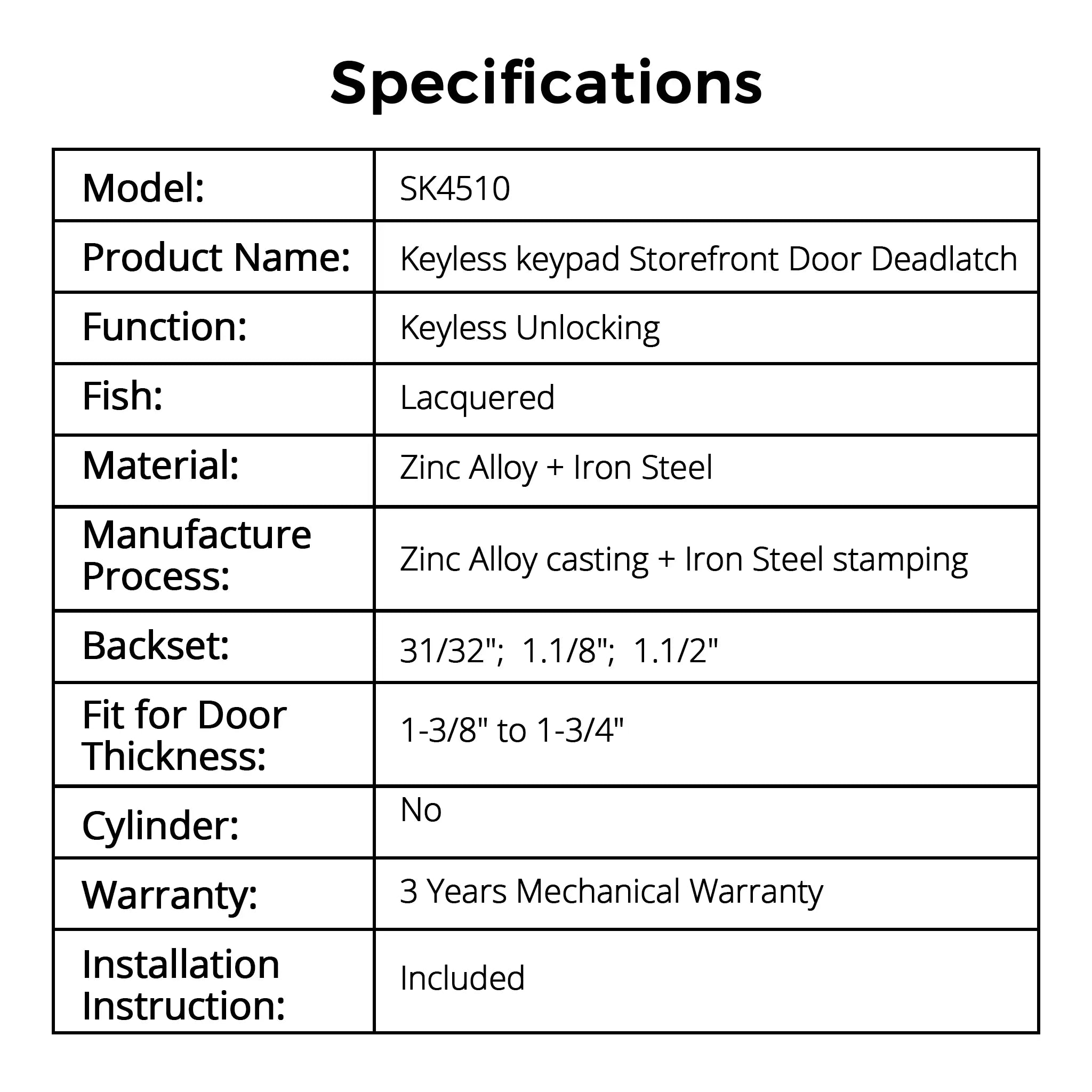SK4510 Storefront Deadlatch – 4510 Replacement